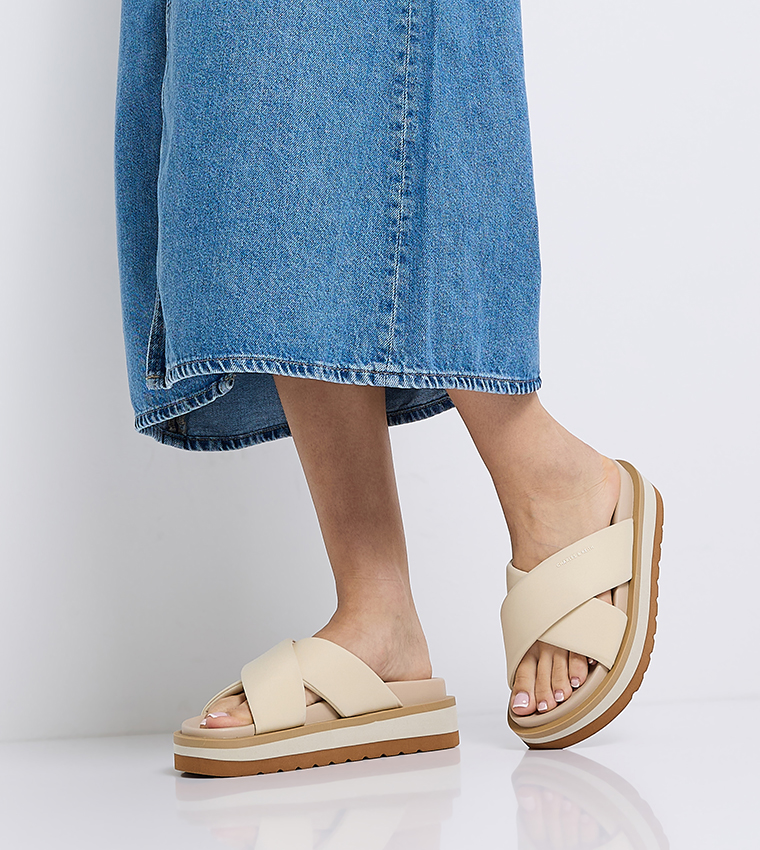 Crossover Strap Platform Sandals