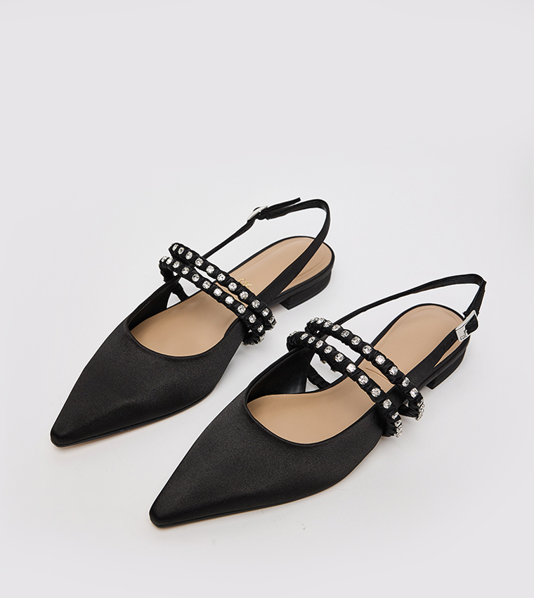 Goldie Recycled Polyester Gem Encrusted Flats