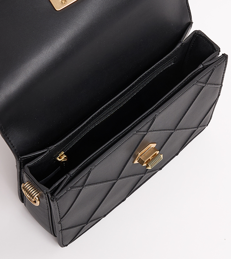 Quilted Twist-Lock Crossbody Bag