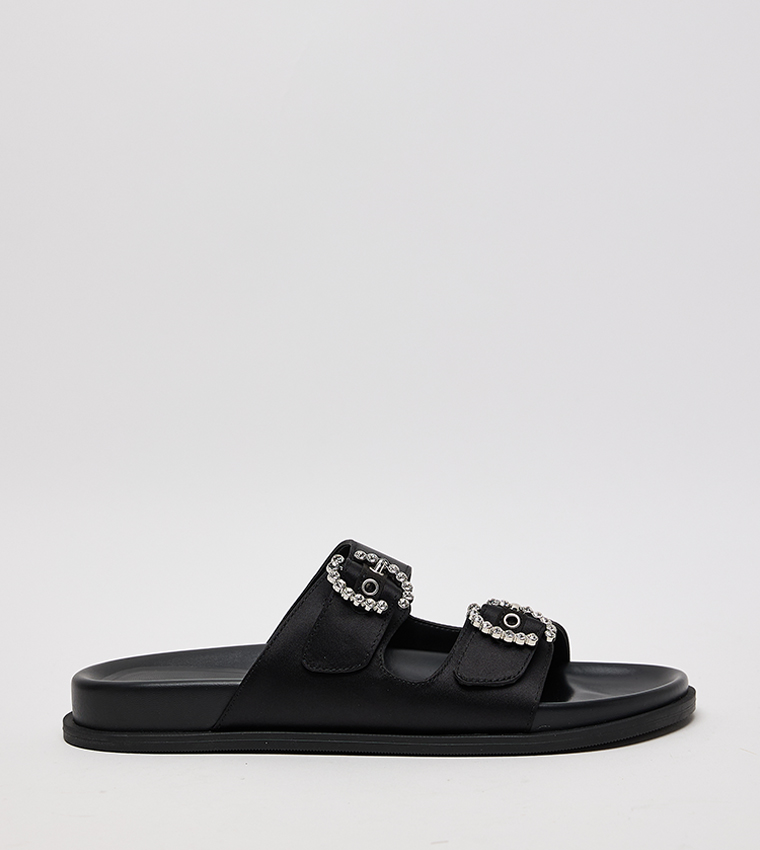 Embellished Buckle Comfort Sandals