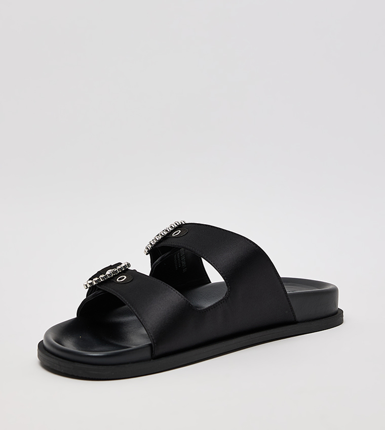 Embellished Buckle Comfort Sandals