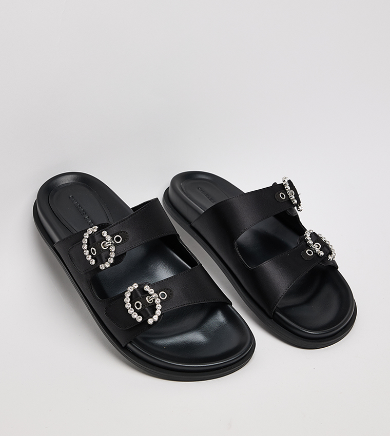 Embellished Buckle Comfort Sandals