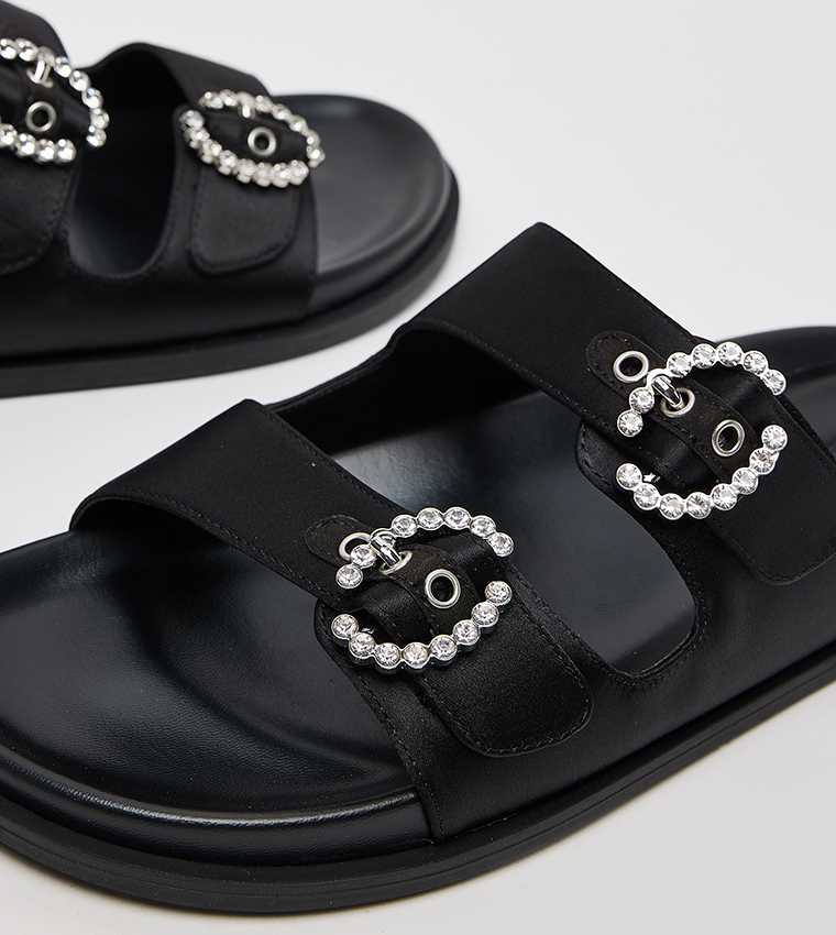 Embellished Buckle Comfort Sandals