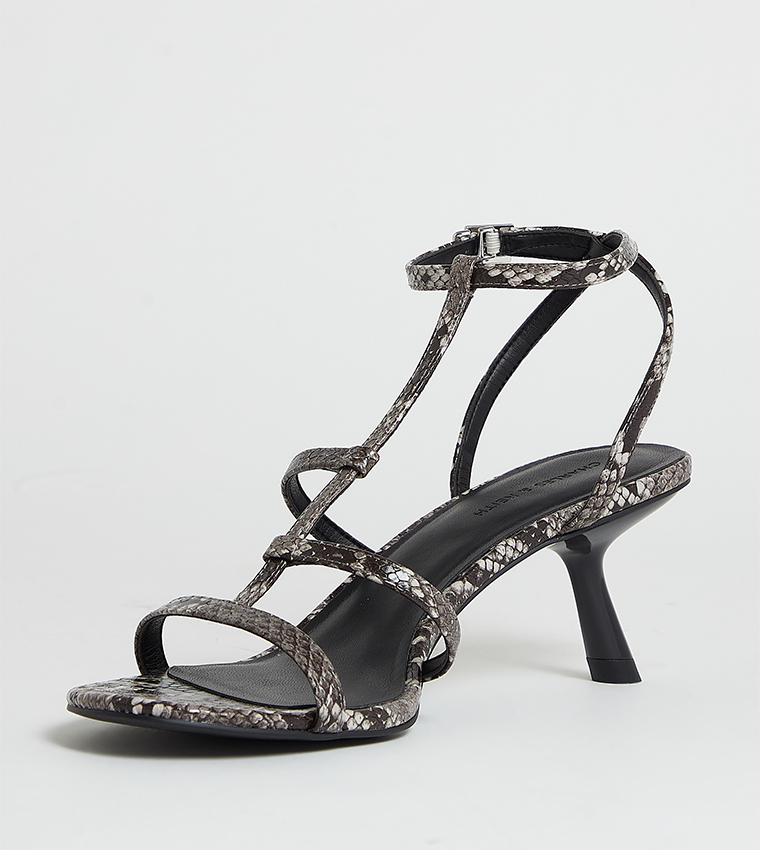 Snakeskin Ankle Strap Heel Sandals