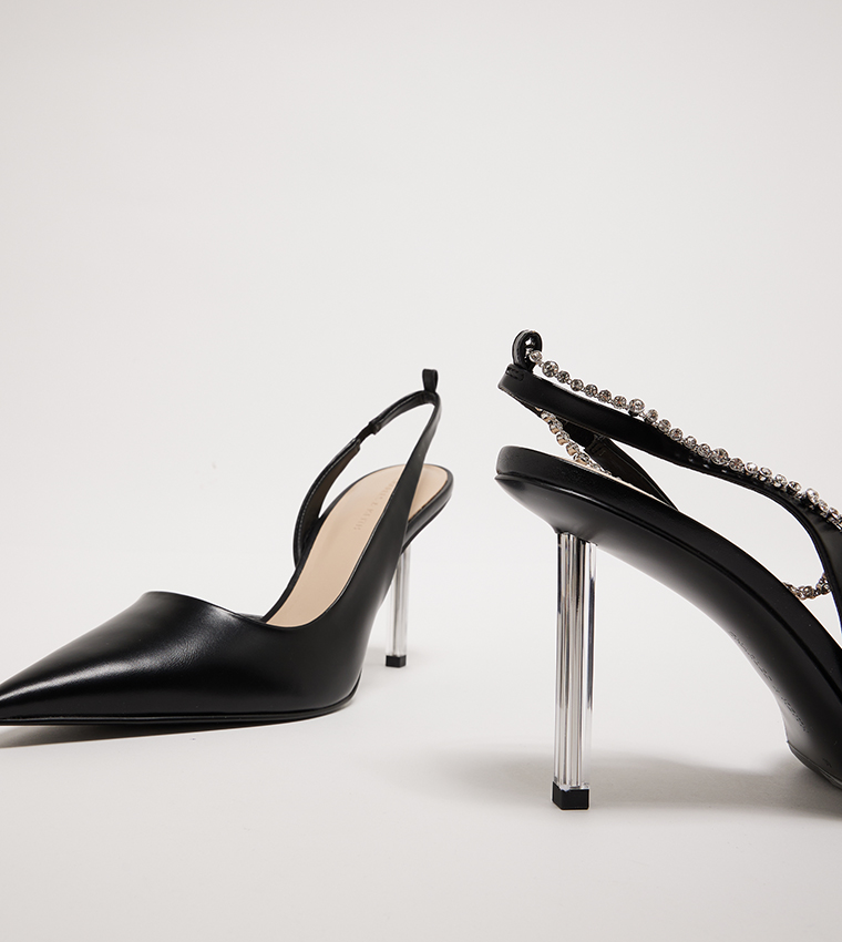 Crystal Chain Ankle Strap Pumps