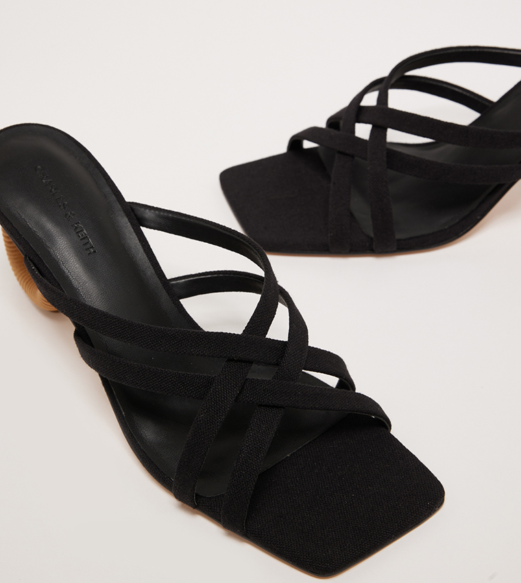 Linen Sculptural-Heel Sandals