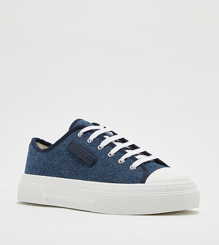 Logo Badge Denim Low Top Sneakers