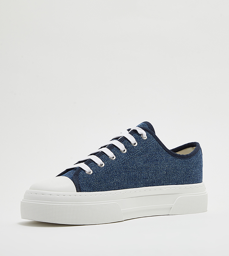 Logo Badge Denim Low Top Sneakers