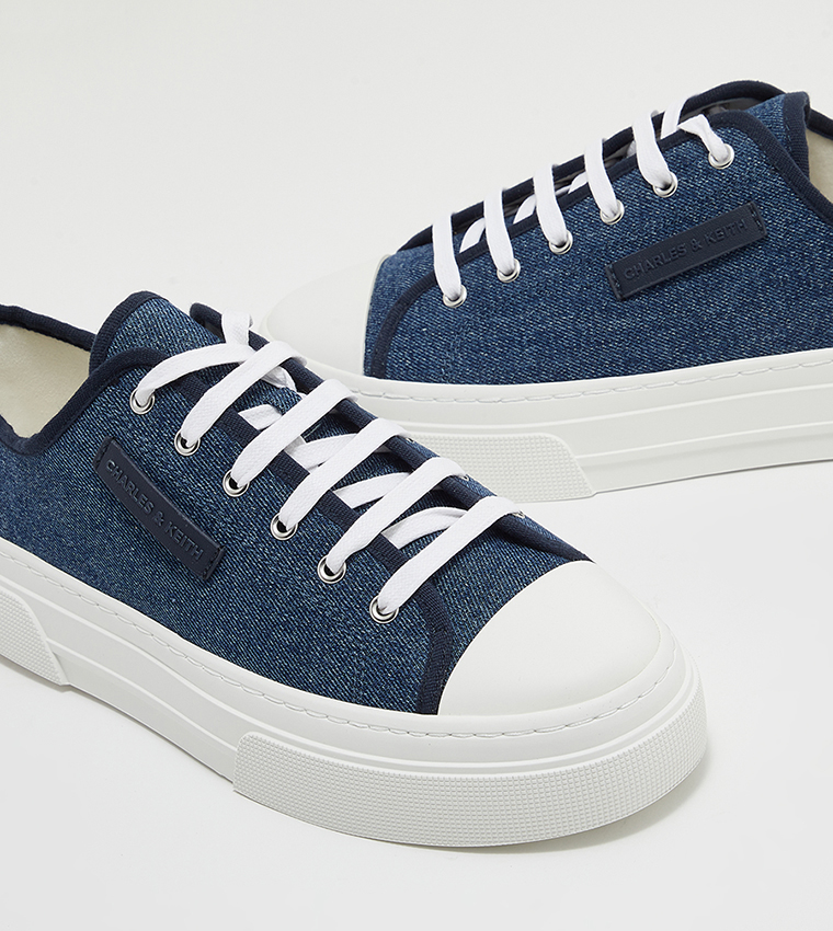 Logo Badge Denim Low Top Sneakers