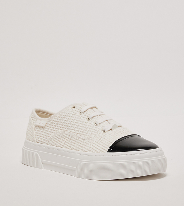 Buy Charles Keith JOSHI Textured Platform Sneakers In White