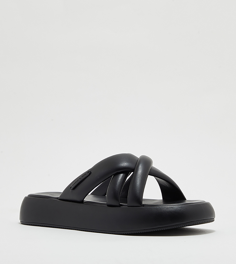 Puffy Crossover Strap Platform Sandals