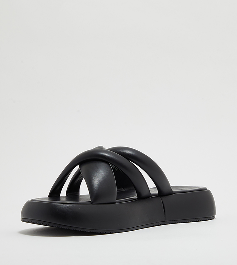 Puffy Crossover Strap Platform Sandals