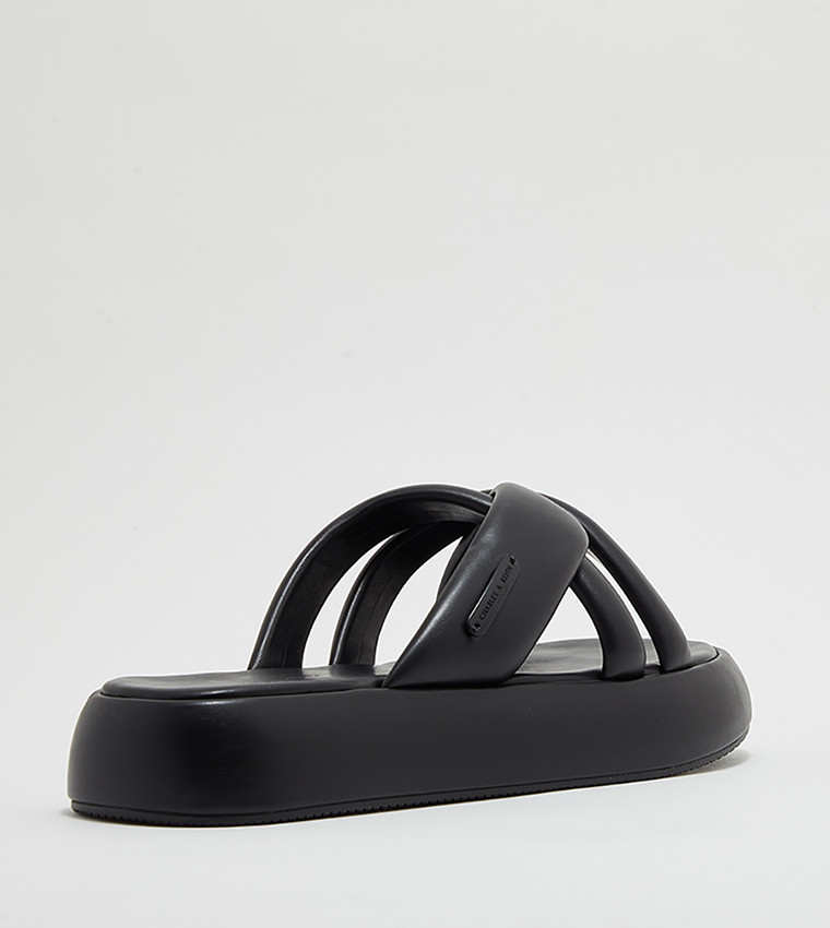 Puffy Crossover Strap Platform Sandals