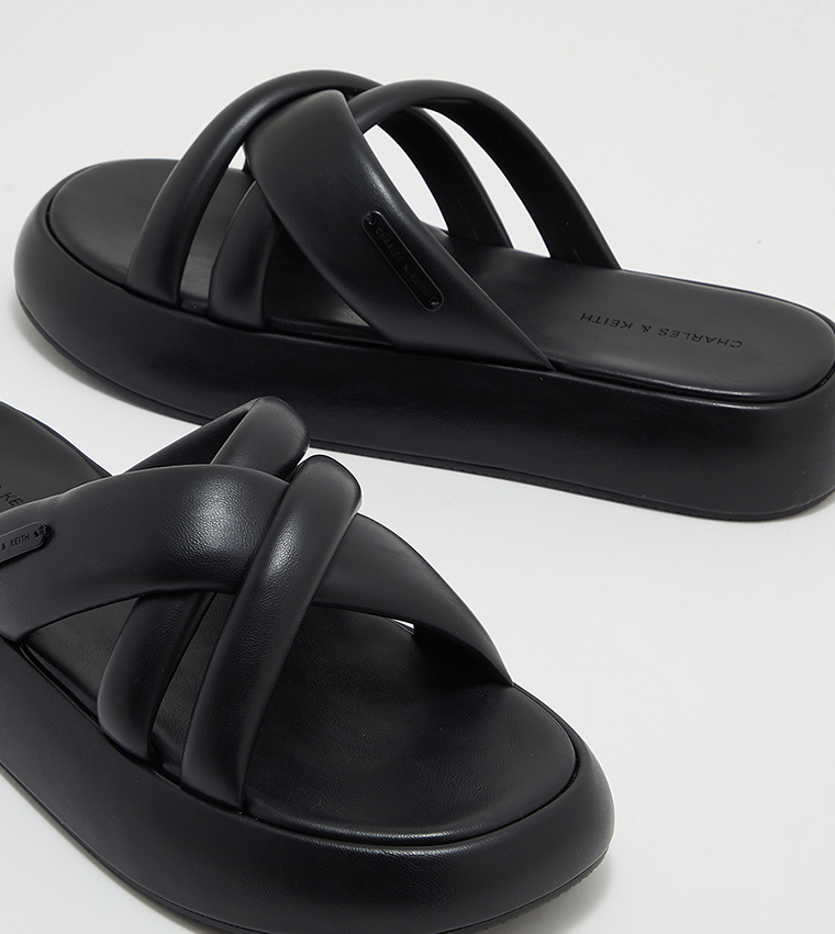 Puffy Crossover Strap Platform Sandals