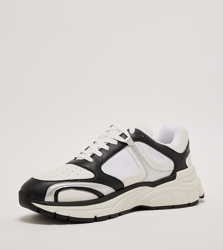 Color Block Lace-Up Chunky Sneakers