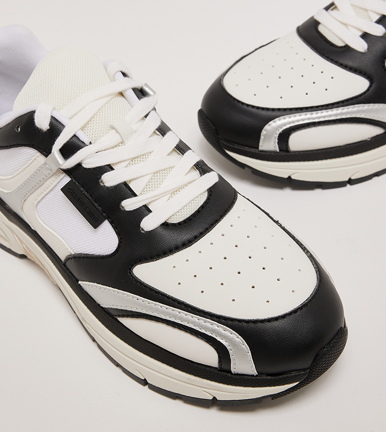 Color Block Lace-Up Chunky Sneakers