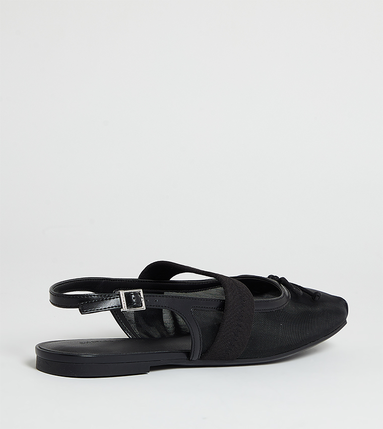 Mesh & Satin Bow Slingback Flats