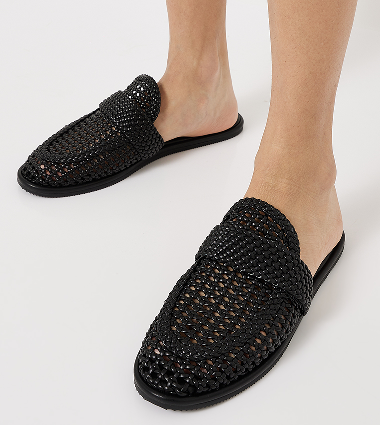 Braided Slip-On Loafer Mules