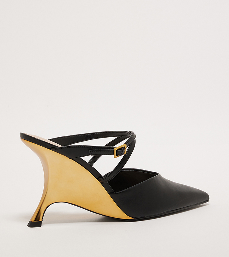Crossover Strap Sculptural Heel Pumps