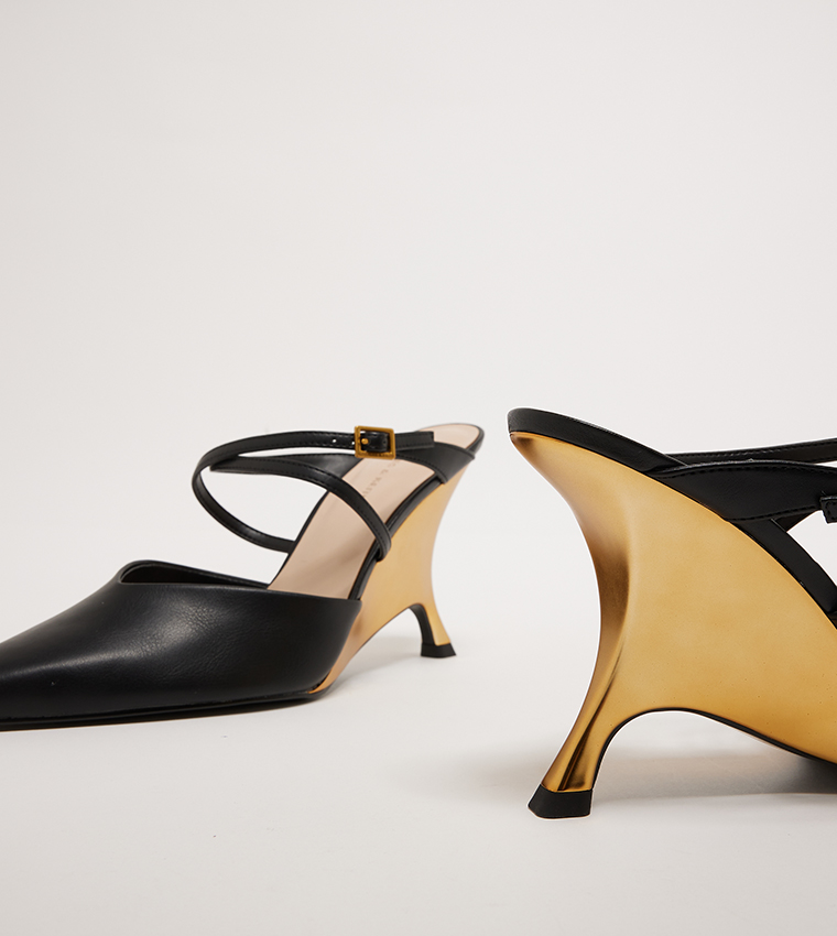 Crossover Strap Sculptural Heel Pumps