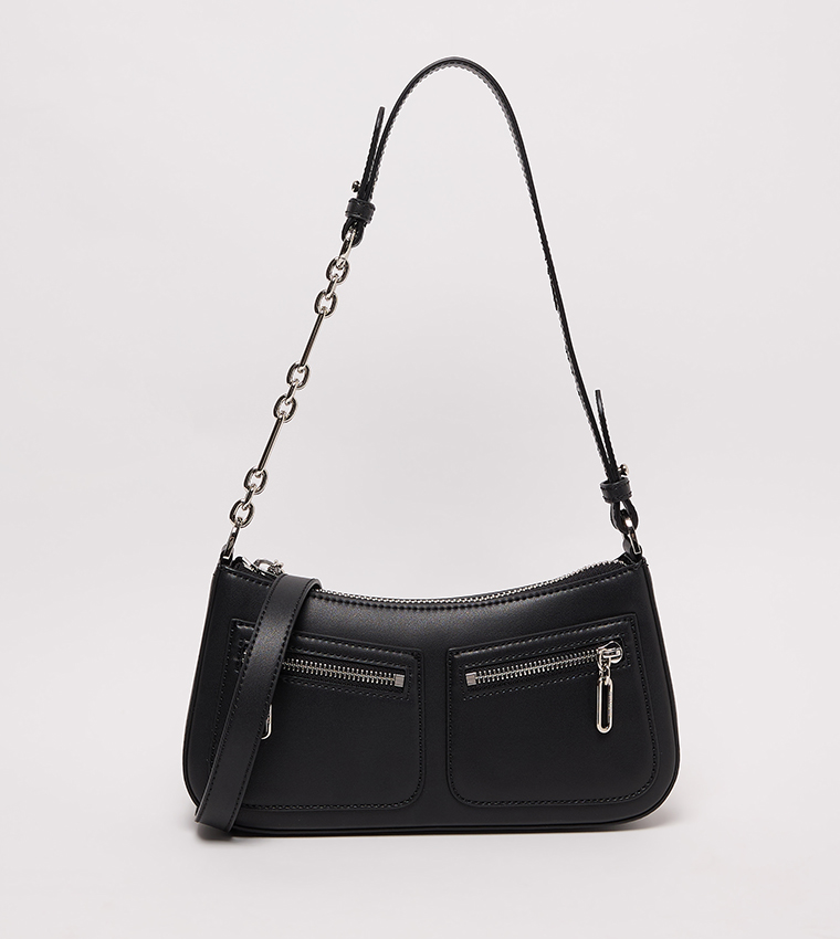 Textured Chain-Strap Shoulder Bag
