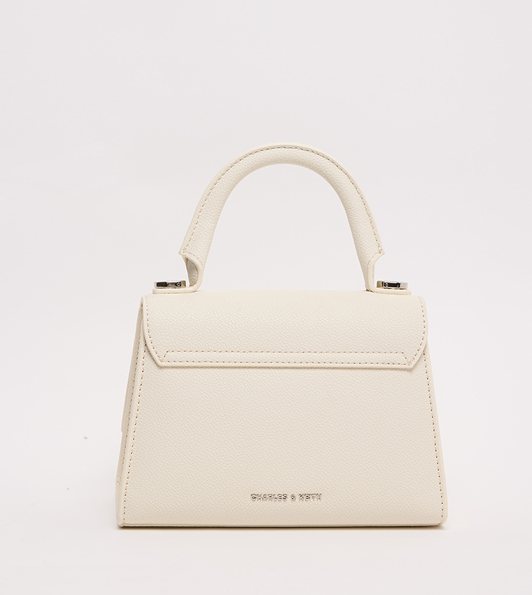 Textured Push-Lock Top Handle Bag