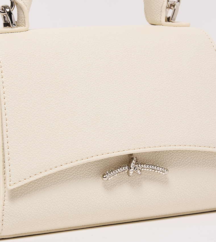 Textured Push-Lock Top Handle Bag