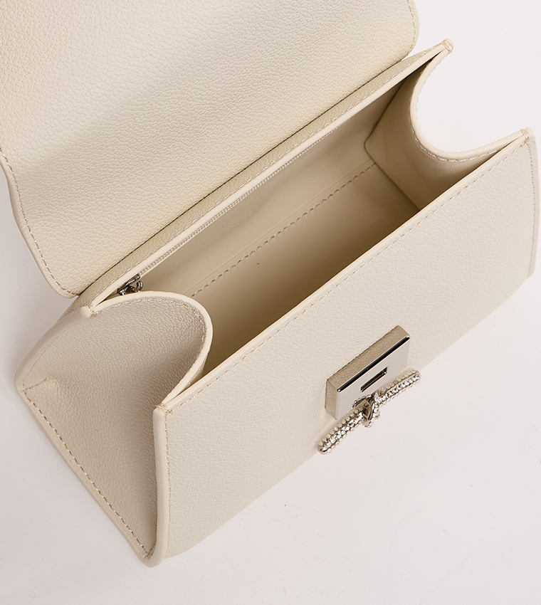 Textured Push-Lock Top Handle Bag