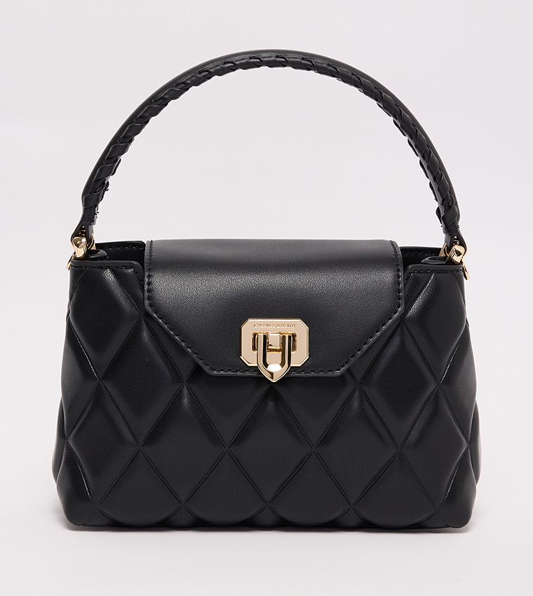 Quilted Braided-Strap Top Handle Bag