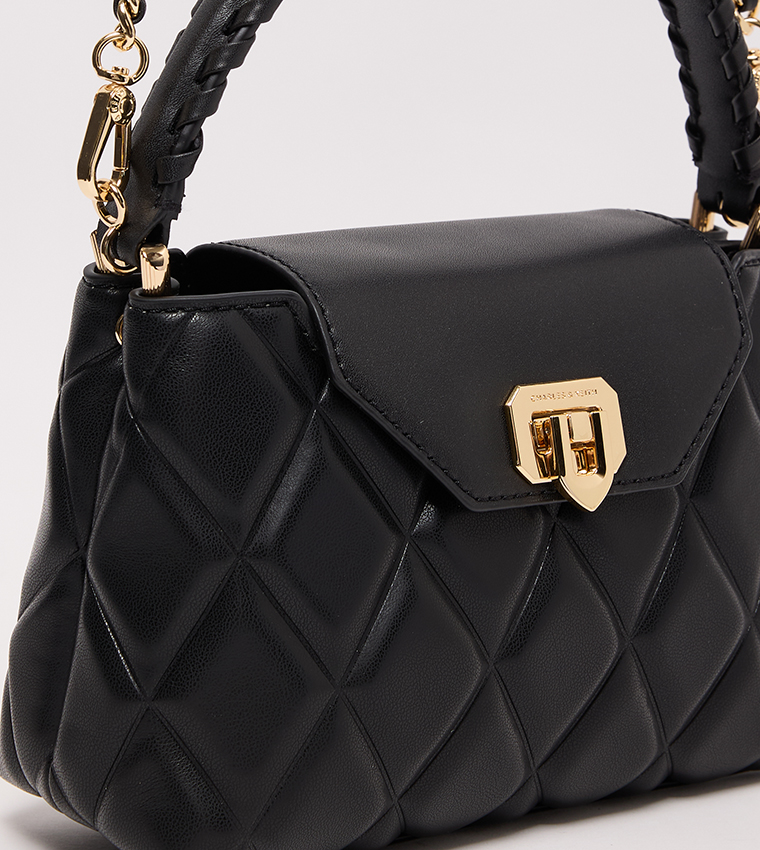 Quilted Braided-Strap Top Handle Bag