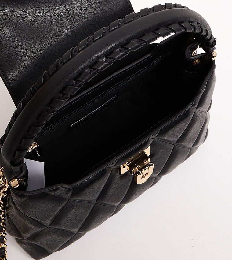 Quilted Braided-Strap Top Handle Bag
