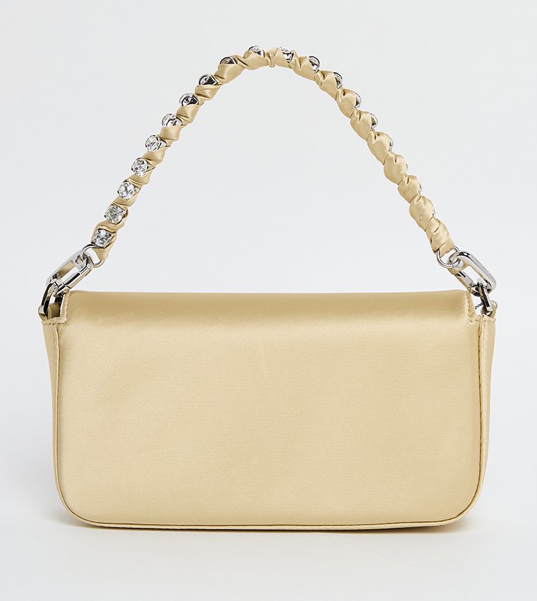 GOLDIE Satin Gem Strap Shoulder Bag