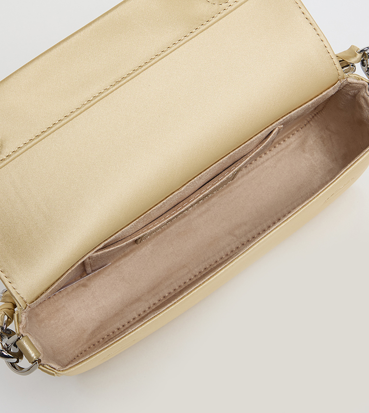 GOLDIE Satin Gem Strap Shoulder Bag