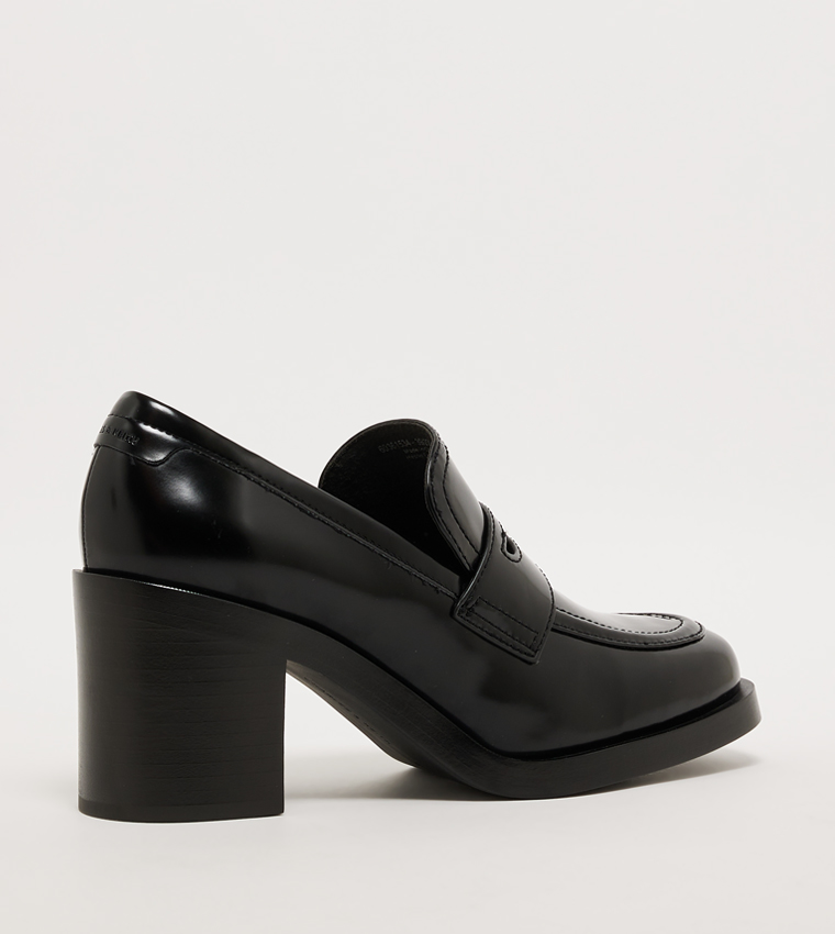 Block Heel Penny Loafers
