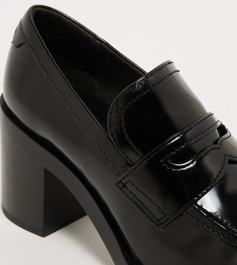 Block Heel Penny Loafers