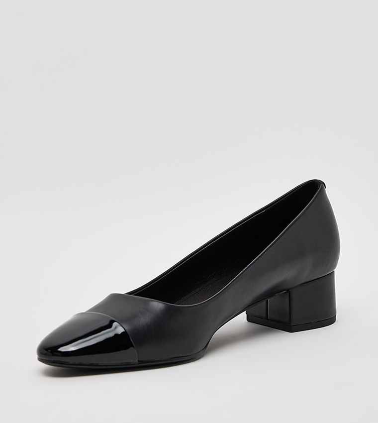 Kleo Patent Cap Toe Block Heel Pumps