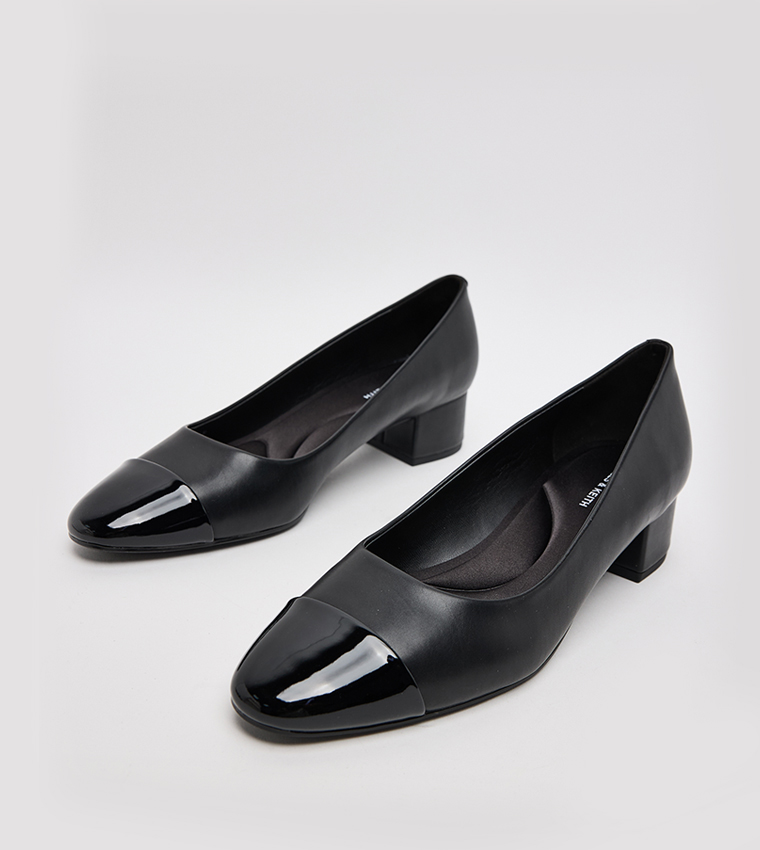 Kleo Patent Cap Toe Block Heel Pumps