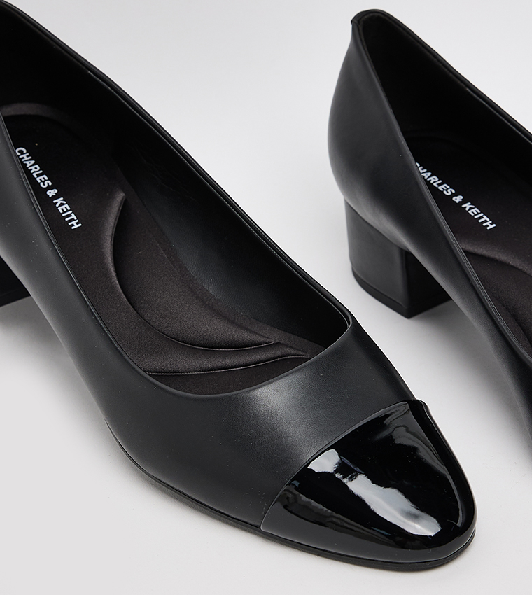 Kleo Patent Cap Toe Block Heel Pumps