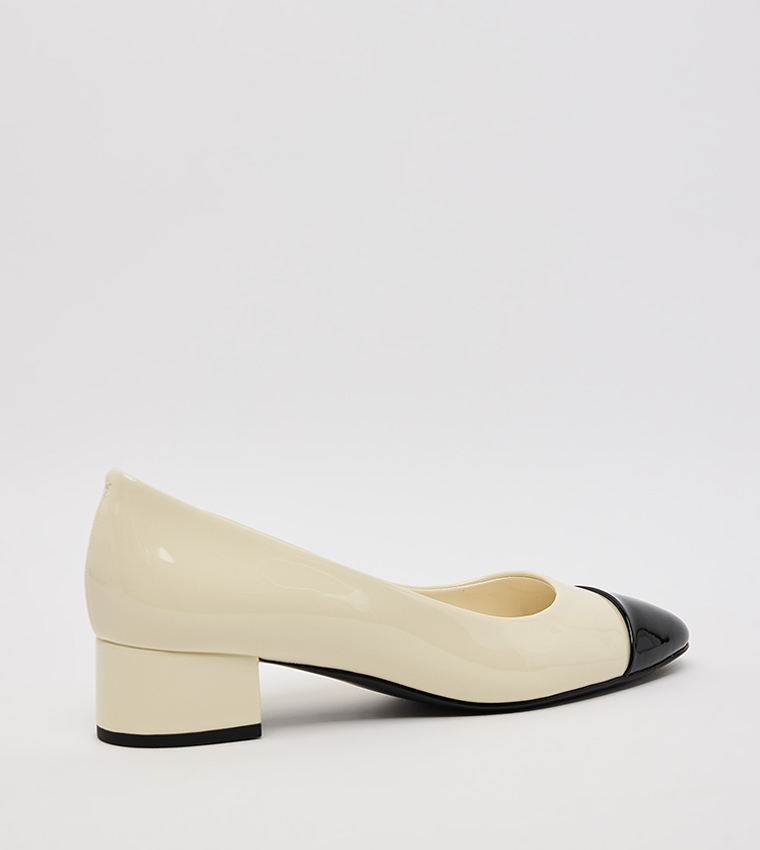 Kleo Patent Contrast Cap Toe Block Heel Pumps