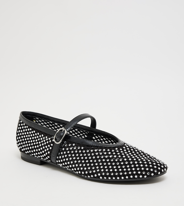 MAGGIE Crystal Embellished Mesh Mary Janes