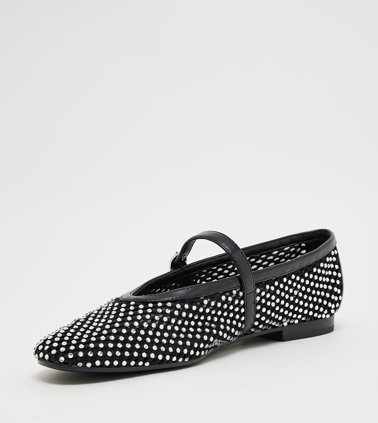 MAGGIE Crystal Embellished Mesh Mary Janes
