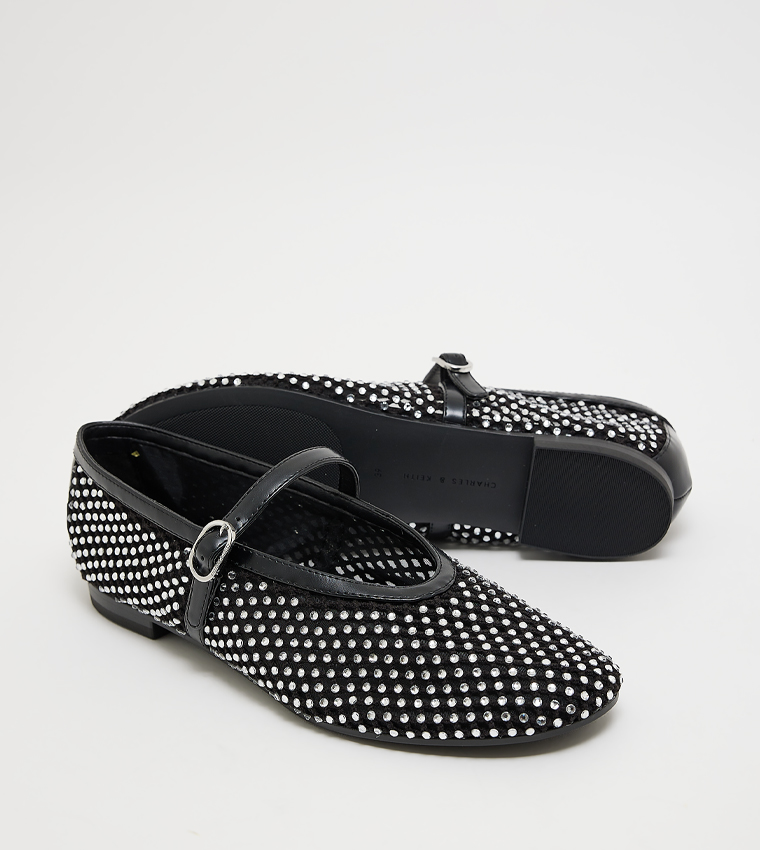 MAGGIE Crystal Embellished Mesh Mary Janes