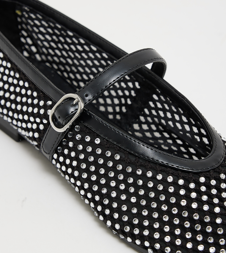 MAGGIE Crystal Embellished Mesh Mary Janes