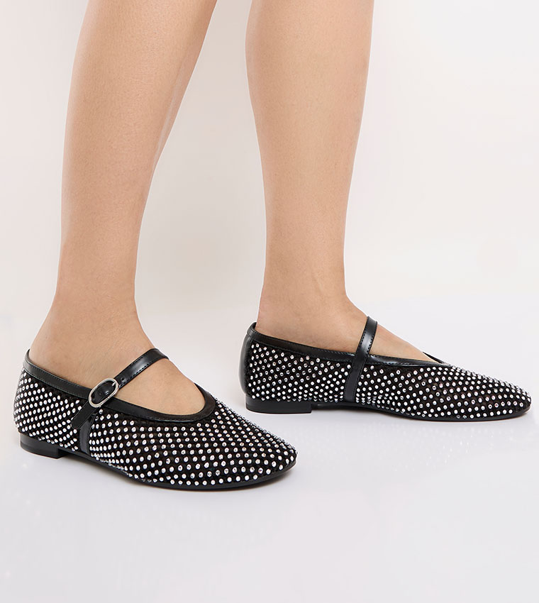 MAGGIE Crystal Embellished Mesh Mary Janes