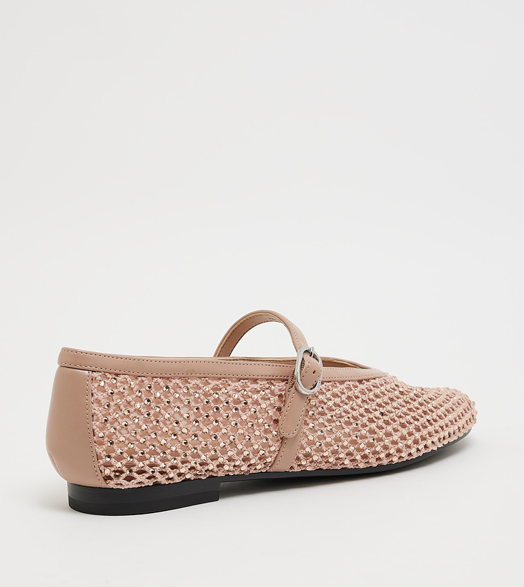 MAGGIE Crystal Embellished Mesh Mary Janes