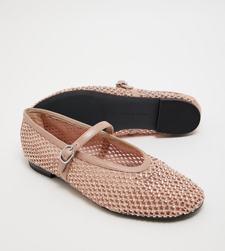 MAGGIE Crystal Embellished Mesh Mary Janes