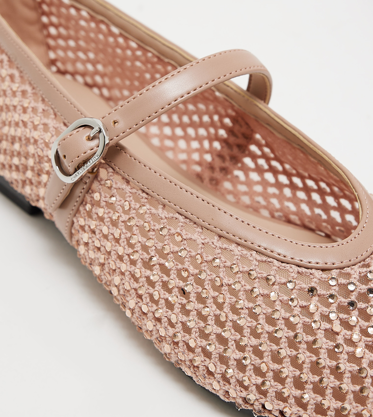 MAGGIE Crystal Embellished Mesh Mary Janes