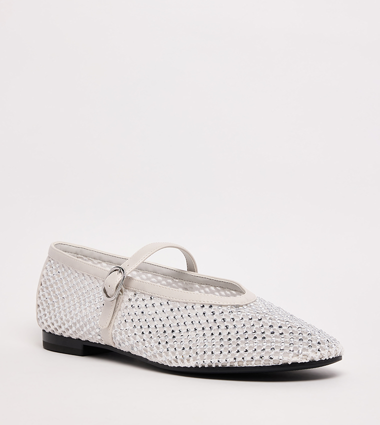 MAGGIE Crystal Embellished Mesh Mary Janes