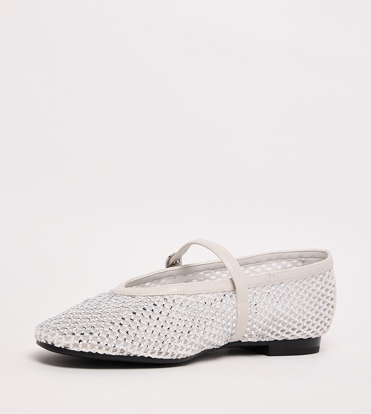 MAGGIE Crystal Embellished Mesh Mary Janes