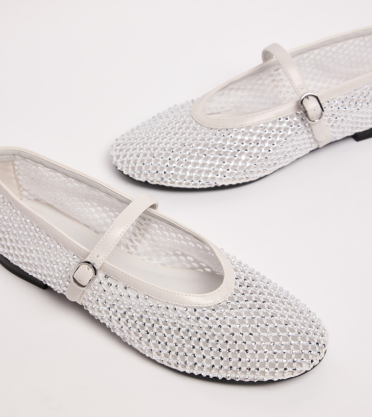 MAGGIE Crystal Embellished Mesh Mary Janes